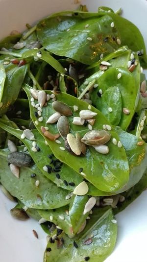 Fresh spinach salad. at Go Healthy in Krakow