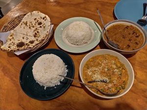 Veg madras curry and rajma curry at Govinda's Restaurant in Krabi