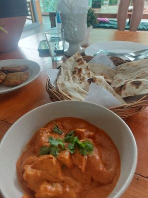Fake chicken curry and plain naan 😍 at Govinda's Restaurant in Krabi