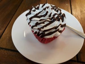 Vegan muffin at Govinda's Restaurant in Krabi