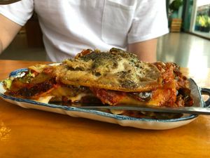 Lasagna-EggplantInTomatoSauceAndBrocolliInBechamelSauce at Govinda's Restaurant in Krabi