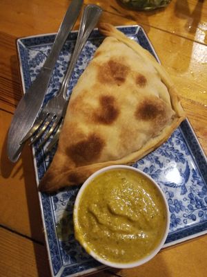 Vegan Empanada (tofu, tomatoes, olives & corn) at Govinda's Restaurant in Krabi