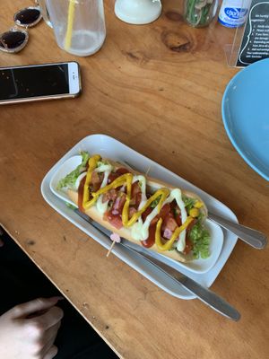 Vegan hot dog! at Govinda's Restaurant in Krabi