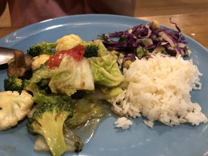 Rice and vegetables - was too small at Govinda's Restaurant in Krabi