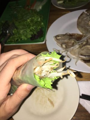 Mushroom and beansprouts. So good.  at Banh Xeo Zon in Hanoi