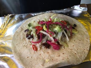 Burrito is Very Full...Vegan Sour Cream yet to add at Club Mexicana - Camden in North West London