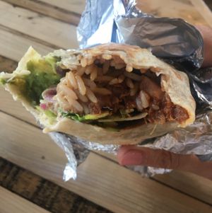 vegan BBQ jackfruit burrito...yum!! at Club Mexicana - Camden in North West London