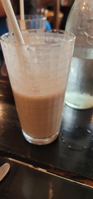 Vegan smoothie...peanut butter, banana oat milk and vegan protein powder at Cafe YOU in Cape Coral