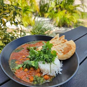 Variety of scratch-made curries: Thai Green, Korma, Chana Masala-chef special, not always available. at Cafe YOU in Cape Coral