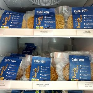 Frozen, scratch-made Vegan Burgers. Grab and Go! (Black bean, chickpea & herb, beet-walnut.) at Cafe YOU in Cape Coral