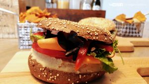 For more photos, information and a video please visit our vegan travel blog: www.the-vegan-travelers.com or follow us on Instagram/Youtube/Facebook: @thevegantravelers at Santo Bagel in Lisbon