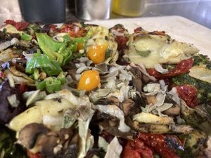 Amazing vegan pizza! at Peekaboo Canyon Wood Fired Kitchen in Kanab