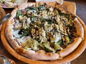 So yummy! Subbed vegan cheese. All the salad dressings are vegan too!   at Peekaboo Canyon Wood Fired Kitchen in Kanab