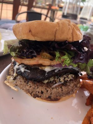 Portobello mushroom burger  at Peekaboo Canyon Wood Fired Kitchen in Kanab