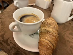 Americano with red fruits jam filled croissant  at Pasticceria Ponte delle Paste in Venice