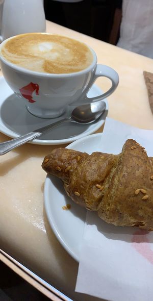 Vegan croissant and soy cappuccino  at Pasticceria Ponte delle Paste in Venice