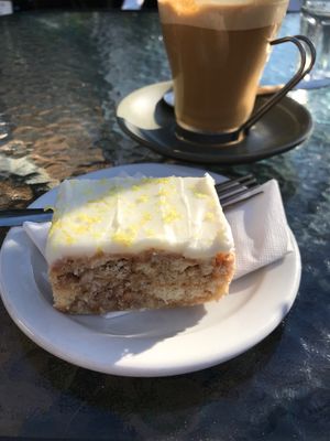 Vegan lemon slice  at Fozigobble Cafe in Yarragon