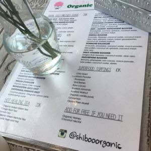 menu at ShiBoo Organic Superfood Cafe in Kerobokan Kelod