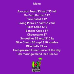 HI Raw Organics Menu at HI Raw Organics - Pop-up in Honolulu