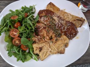 Vegan chicken piccata at Black & Blue in Easton