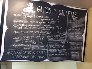 menu board  at Cats and Cookies in Albuquerque