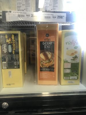 Huuuge cheese blocks!   at HelaVegan in Gothenburg