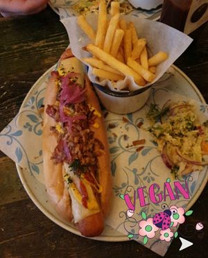 Vegan Moving Mountains Hot Dog at Zinco Lounge in Swansea