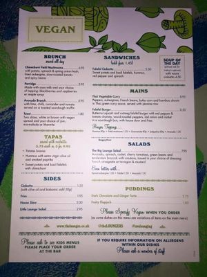 vegan menu in zinco, ask at the counter!  at Zinco Lounge in Swansea