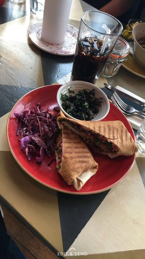 Falafel hummus wrap with vegan slaw at Zinco Lounge in Swansea