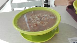 Congee, sweet soup with cereals and beans. at Vegether in New Territories