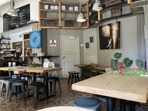 Whole atmosphere and music is very cozy  at Organico in Stockholm