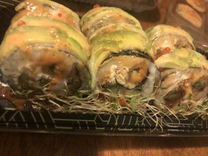Caterpillar roll at Gokoku Vegetarian Ramen Shop in Studio City
