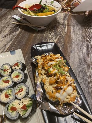 Sushi and ramen at Gokoku Vegetarian Ramen Shop in Studio City