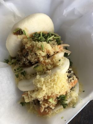 Yummi “Bulgogi Vegan Bao Buns (2pc per order). Tastes sweeter than I expected but the filling is really savory and a great way to start while waiting. at Gokoku Vegetarian Ramen Shop in Studio City