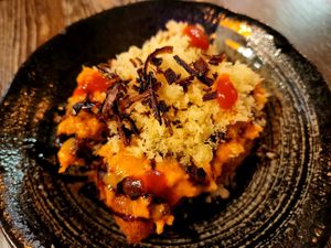 crispy rice & spicy tuna at Gokoku Vegetarian Ramen Shop in Studio City