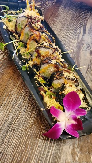 Crunchy vegan shrimp roll at Gokoku Vegetarian Ramen Shop in Studio City