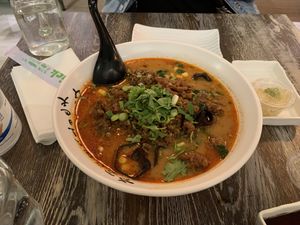 Beyond meat ramen  at Gokoku Vegetarian Ramen Shop in Studio City