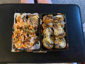 Vegan crab roll and tempura California roll   at Gokoku Vegetarian Ramen Shop in Studio City