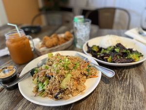  Look at them cauliflower! Thai Tea   at Gokoku Vegetarian Ramen Shop in Studio City