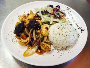 Mushrooms Bento Plate  at Gokoku Vegetarian Ramen Shop in Studio City