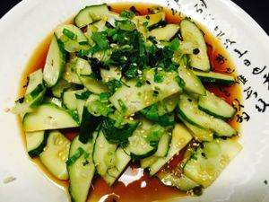 Cucumber salad tossed with seaweed,green onion, cilantro and sesame seed! Yummy! at Gokoku Vegetarian Ramen Shop in Studio City