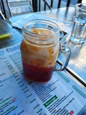 Thai iced tea - free with check in on another review app. at Gokoku Vegetarian Ramen Shop in Studio City