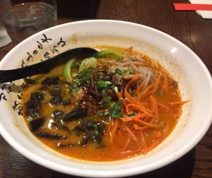 tantan miso spicy ramen - gets better with every bite - Big serving at Gokoku Vegetarian Ramen Shop in Studio City