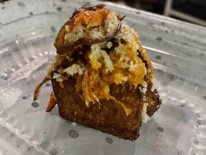 Crispy Rice Spicy Tuna Roll (Not Crispy and inside was mushy rice)  at Gokoku Vegetarian Ramen Shop in Studio City