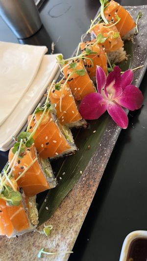 Salmon rolls  at Gokoku Vegetarian Ramen Shop in Studio City
