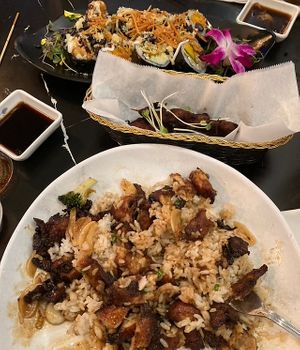 Teriyaki rice broccoli dish 👍🏽  at Gokoku Vegetarian Ramen Shop in Studio City