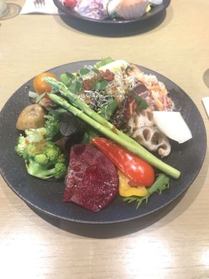 My first buffetstaffs served by a staff  at Cosme Kitchen Adaptation - Atre West in Tokyo