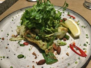 Green curry flavored Pad Thai with cilantro.  at Cosme Kitchen Adaptation - Atre West in Tokyo