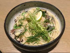 Japanese style Pasta with mushrooms.  at Cosme Kitchen Adaptation - Atre West in Tokyo
