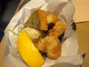 Vegan fried fish and chicken at Cosme Kitchen Adaptation - Atre West in Tokyo